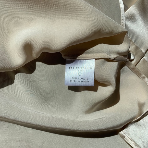 Petite Studio NYC x Suggyl Remi Satin Effect Shirt, S, LNWOT, Buttermilk/Cream - Picture 8 of 13